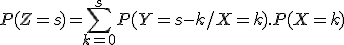 P(Z=s) = \Bigsum_{k=0}^s P(Y=s-k/X=k).P(X=k)